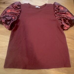 Sequin sleeve t shirt small